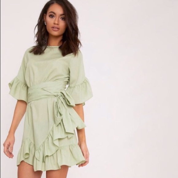 PrettyLittleThing Dresses & Skirts - Prettylittlething sage ruffle frill dress 4